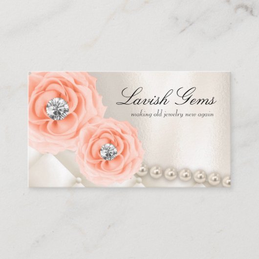 Elegant Jewelry Wedding Planner Roos Peach Pearls Visitekaartje (Voorkant)