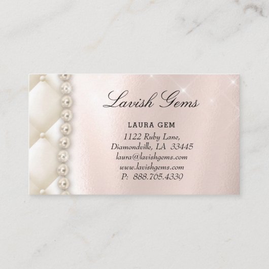 Elegant Jewelry Wedding Planner Roos Stars Pearls Visitekaartje (Achterkant)