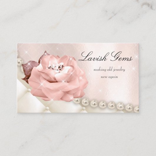 Elegant Jewelry Wedding Planner Roos Stars Pearls Visitekaartje (Voorkant)