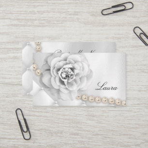 Elegant Jewelry Wedding Planner Roos White Pearls Visitekaartje