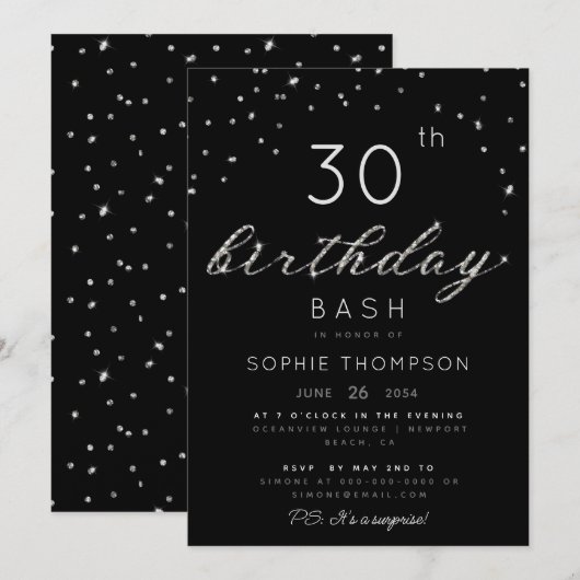 Elegant Jewels Chic Sparkle Glitter Birthday Party Kaart (Voorkant / Achterkant)