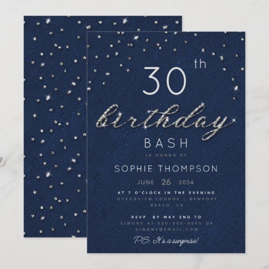 Elegant Jewels marine Sparkle Glitter Birthday Par Kaart (Voorkant / Achterkant)