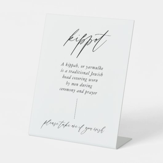 Elegant Jewish Wedding Kippot Sign Reclamebord Met Voetstuk (Voorkant)