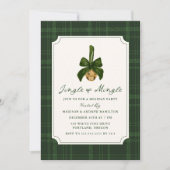 Elegant Jingle and Mingle Plaid Christmas Party Kaart (Voorkant)