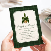 Elegant Jingle and Mingle Plaid Christmas Party Kaart