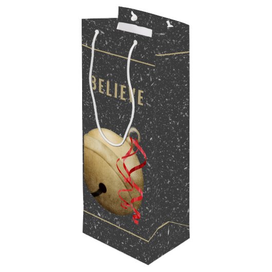Elegant Jingle Bell, GELOOF Wijn Cadeautas (Achterkant Gekanteld)