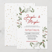 Elegant Jingle & Mingle Holiday Christmas Party Kaart (Voorkant / Achterkant)