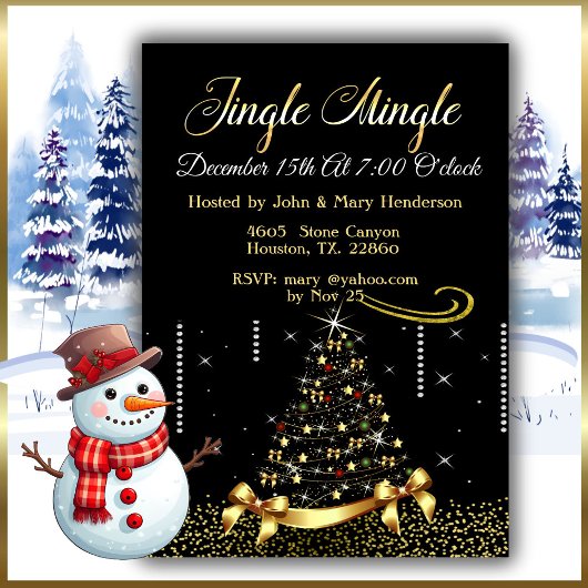 Elegant Jingle Mingle - kerstuitnodiging Kaart