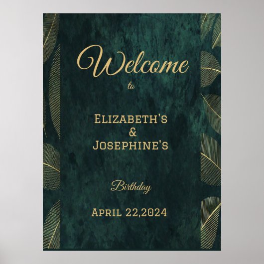 Elegant Joint Double Birthday Twin Poster (Voorkant)