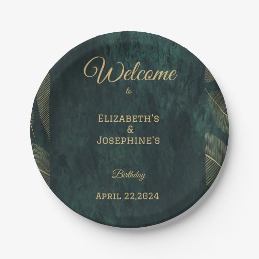 Elegant Joint Double Birthday Twin Poster Papieren Bordje (Voorkant)