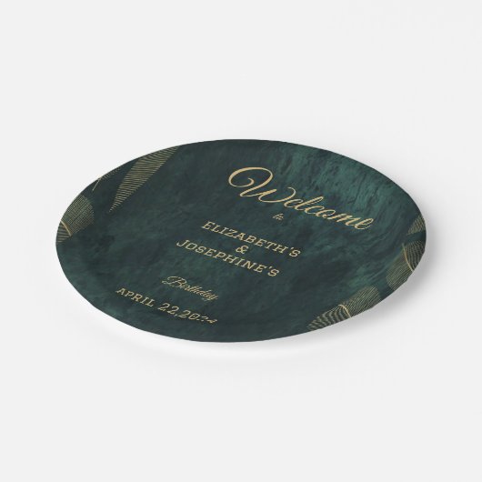 Elegant Joint Double Birthday Twin Poster Papieren Bordje (Gekanteld)