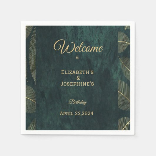 Elegant Joint Double Birthday Twin Poster Servet (Voorkant)
