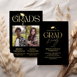 Elegant Joint Graduation Party Photo Folie Uitnodiging