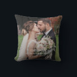 Elegant Jonggehuwd Paar Trouwfoto Monogram Kussen<br><div class="desc">Dompel jezelf onder in de schoonheid van je favoriete momenten terwijl ze tot leven komen op een kussensloop. Of het nu een hartverwarmend familiefoto is,  een adembenemend landschap,  of een snapshot van een speciale gelegenheid,  onze op maat gemaakte prints vangen de essentie van je herinneringen</div>