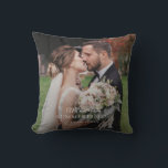 Elegant Jonggehuwd Paar Trouwfoto Monogram Kussen<br><div class="desc">Dompel jezelf onder in de schoonheid van je favoriete momenten terwijl ze tot leven komen op een kussensloop. Of het nu een hartverwarmend familiefoto is, een adembenemend landschap of een snapshot van een speciale gelegenheid, onze op maat gemaakte prints vatten de essentie van je herinneringen samen</div>