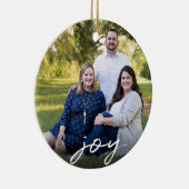 Elegant Joy 2-zaadfotokerstfeest met maat Keramisch Ornament (Rechts)