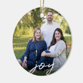 Elegant Joy 2-zaadfotokerstfeest met maat Keramisch Ornament (Links)