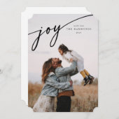 Elegant 'Joy' Black Typografisch script Feestdagenkaart (Voorkant / Achterkant)
