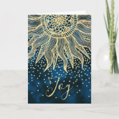 Elegant Joy Blue Boho Sun Mandala Kerstmis Feestdagen Kaart (Voorkant)