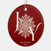 Elegant JOY Bourgondië Foto Kerst Ornament (Links)