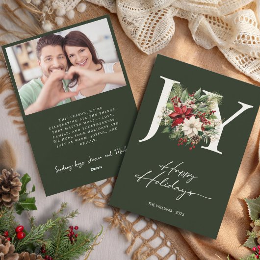 Elegant Joy Christmas Wreath Foto Feestdagenkaart