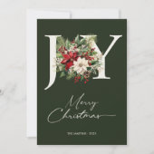 Elegant Joy Christmas Wreath Photo Feestdagenkaart (Voorkant)