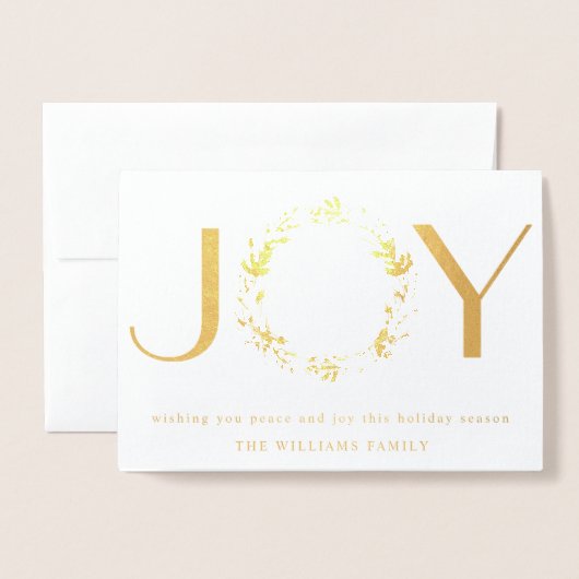 Elegant "JOY" echte foil Holiday Folcard Folie Kaarten (Voorkant met envelop)