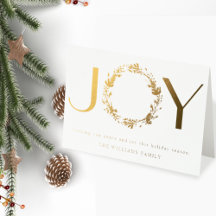 Elegant "JOY" echte foil Holiday Folcard