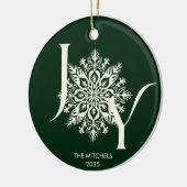 Elegant JOY Forest Green Foto Kerst Ornament (Links)