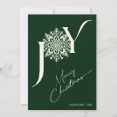 Elegant JOY Forest Green Foto Kerstmis Feestdagenkaart (Voorkant)