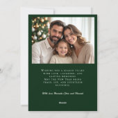 Elegant JOY Forest Green Foto Kerstmis Feestdagenkaart (Achterkant)