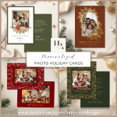 Elegant JOY Forest Green Gevouwen Foto Kerstmis Feestdagen Kaart