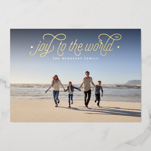 Elegant Joy | Horizontale foto Folie Feestdagenkaart (Voorkant)