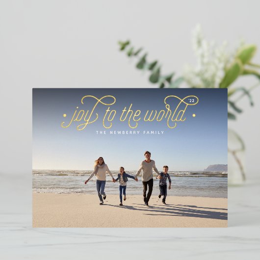 Elegant Joy | Horizontale foto Folie Feestdagenkaart (Staand Voorkant)