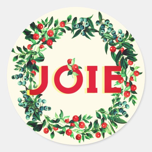 Elegant Joy JOIE Berry Wreath Ronde Sticker (Voorkant)