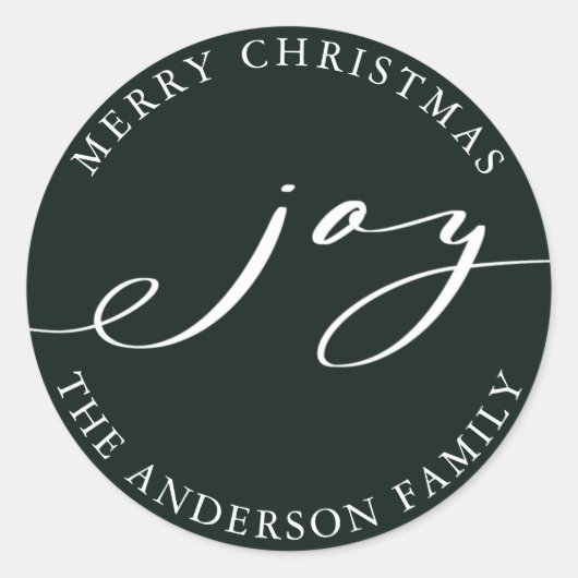 Elegant Joy Kerstmis | Vakantiegroen Ronde Sticker (Voorkant)