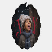 Elegant JOY | Kerstvakantie foto Ornament Kaart (Rechts)