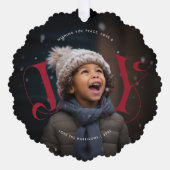 Elegant JOY | Kerstvakantie foto Ornament Kaart (Voorkant)