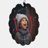 Elegant JOY | Kerstvakantie foto Ornament Kaart (Links)