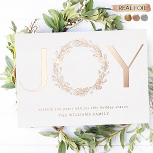 Elegant "Joy" Personalized Real Folie Feestdagenkaart