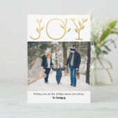 Elegant Joy Photo Holiday Card Feestdagenkaart (Staand voorkant)