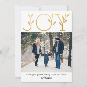 Elegant Joy Photo Holiday Card Feestdagenkaart