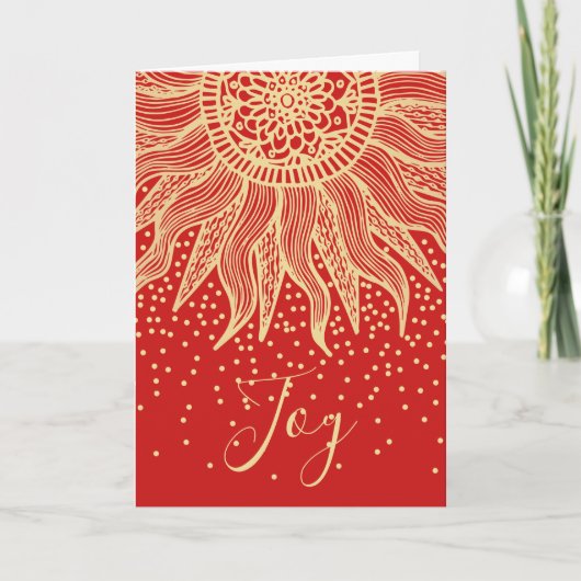 Elegant Joy Red Boho Sun Mandala Kerstmis Feestdagen Kaart (Voorkant)
