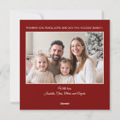 Elegant JOY Rood Wit Kerstfoto Feestdagenkaart (Achterkant)