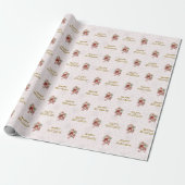 Elegant Joy Script Bloemboeket Kerstmis Cadeaupapier (Uitgerold)