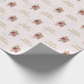 Elegant Joy Script Bloemboeket Kerstmis Cadeaupapier (Hoek)