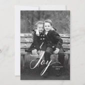 Elegant Joy Script Poinsettia Kerstmis, volledige Feestdagenkaart (Voorkant)