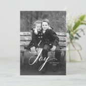 Elegant Joy Script Poinsettia Kerstmis, volledige Feestdagenkaart (Staand voorkant)