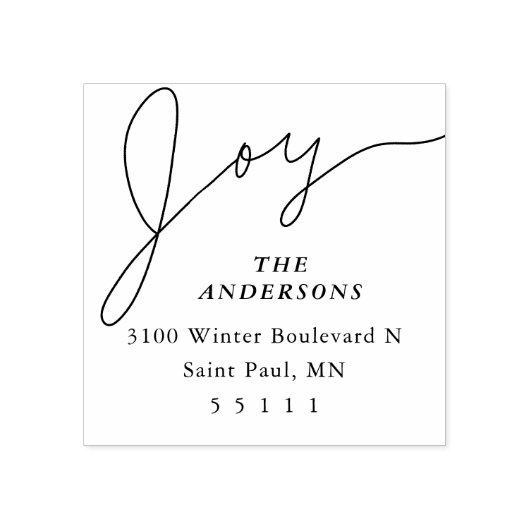 Elegant Joy Script Retouradres Rubberstempel (Afrduk)