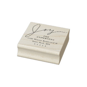 Elegant Joy Script Return-adres Rubberstempel